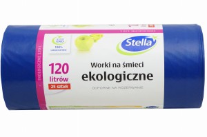 Worki na śmieci - EKOLOGICZNE- 120l - 25szt - niebieskie