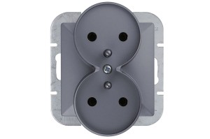 Gniazdo wtyczkowe - podwójne - z uziemieniem - modułowe - antracyt - Perła