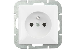 Gniazdo wtyczkowe - pojedyncze - z uziemieniem - modułowe - białe - Perła