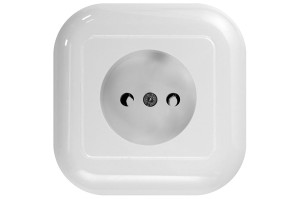 Gniazdo wtyczkowe - pojedyncze - bez uziemienia - białe - FAN